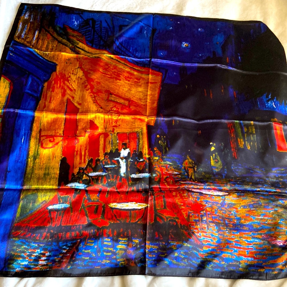 NEW Van Gogh Night Terrace Scarf  35”x35”